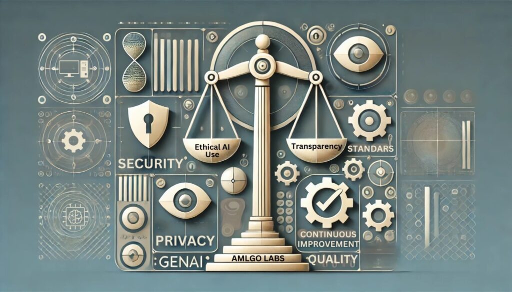 Displaying a scales in middle showcasing what amlgo labs follows while working on Gen AI